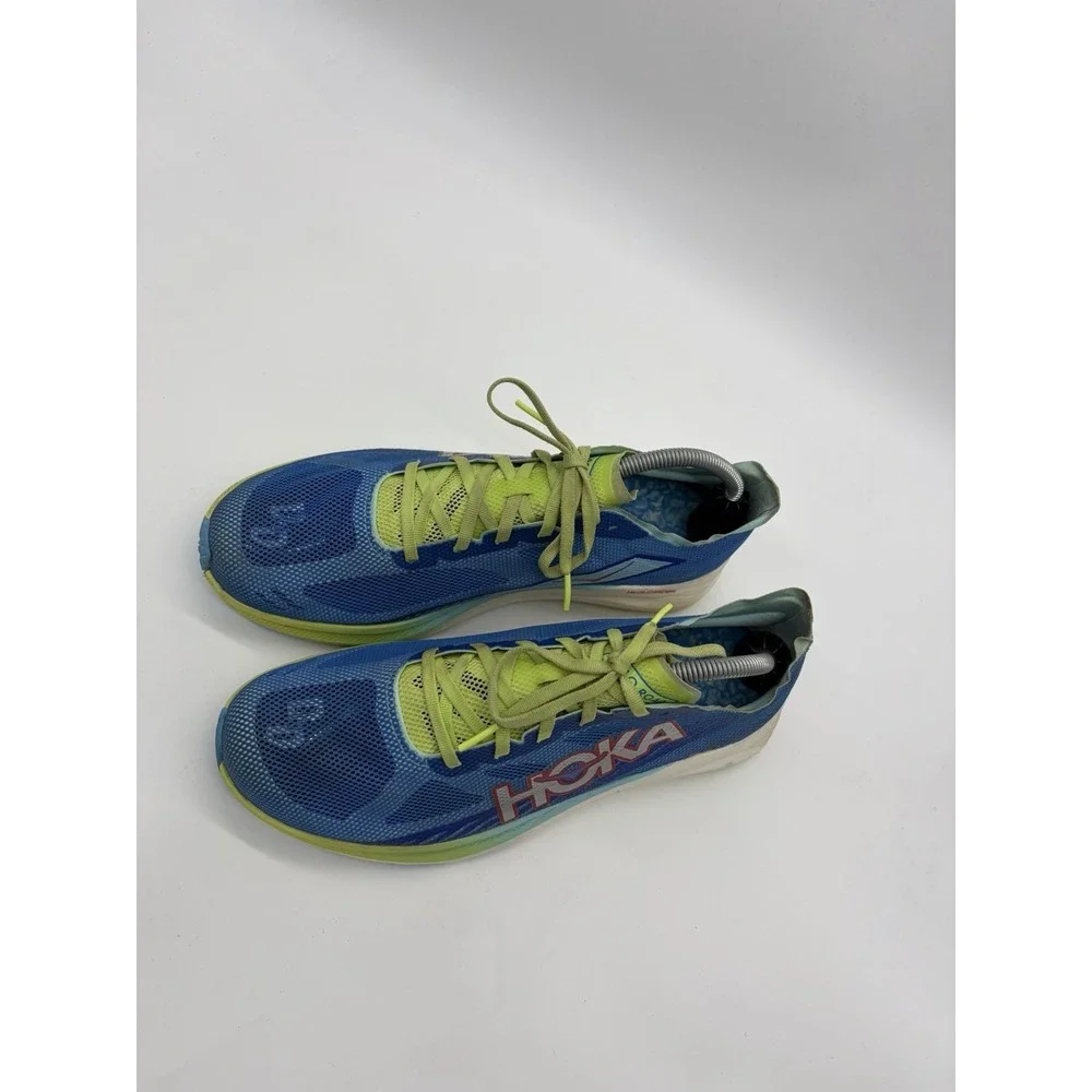 Hoka Cielo Road Running Shoes W 11.5 M 10 Blue‎ Neon Green Lightweight Mesh